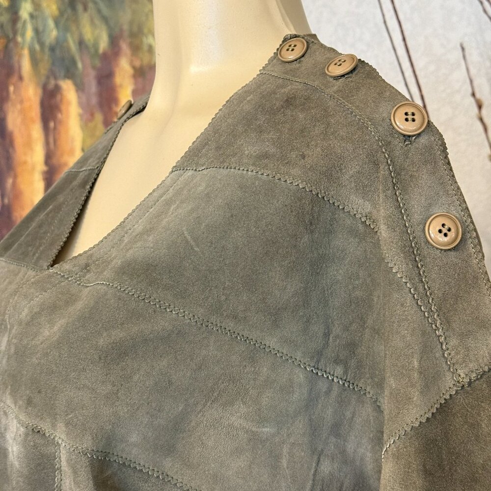 Aymo Italian Leather Patchwork Designed Long Slee… - image 7